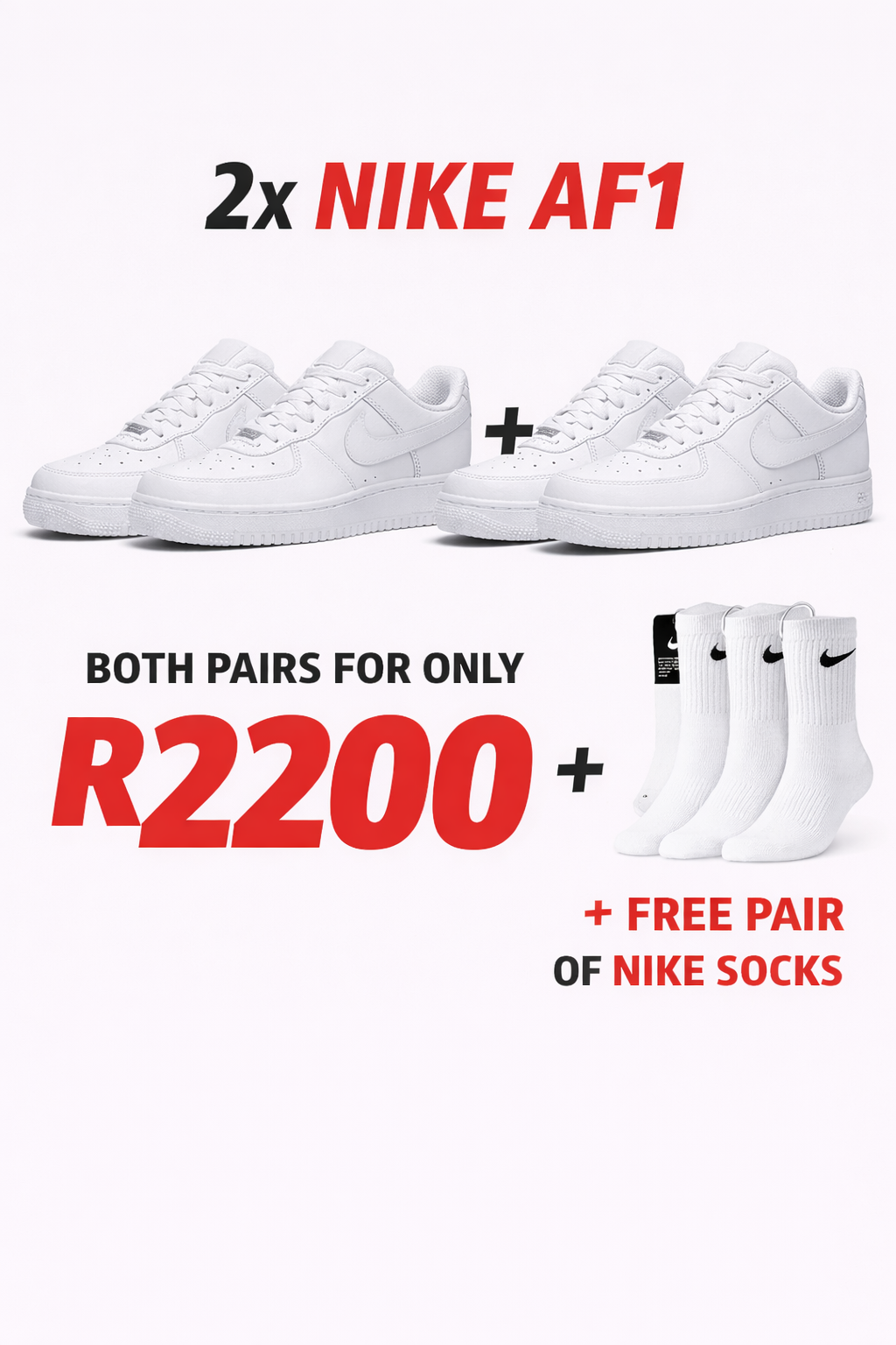 2 x Air Force 1 classic Black and White